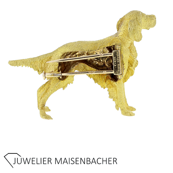 Hermes massive Brosche Hund Irish Setter 18kt Gold – Bild 3