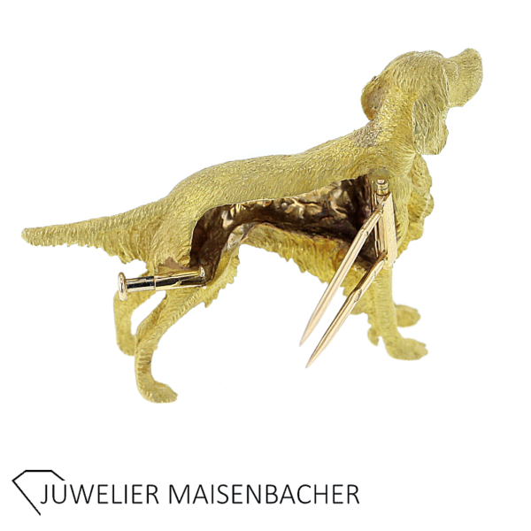 Hermes massive Brosche Hund Irish Setter 18kt Gold – Bild 4