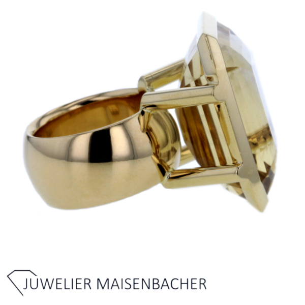 Handgefertigter massiver Ring mit großem Edelstein Citrin Gold – Bild 3