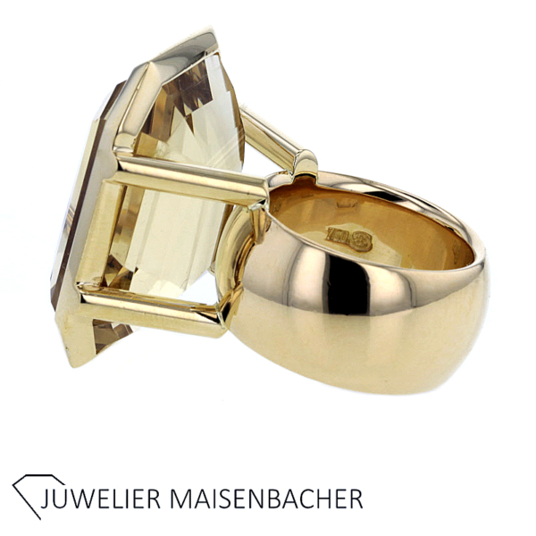 Handgefertigter massiver Ring mit großem Edelstein Citrin Gold – Bild 4