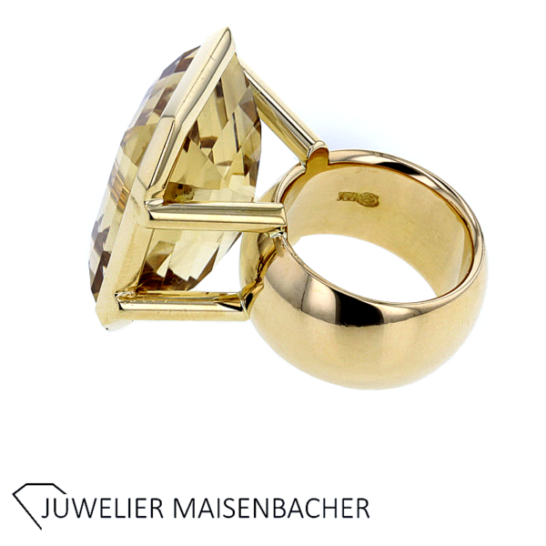 Handgefertigter massiver Ring mit großem Edelstein Citrin Gold – Bild 5