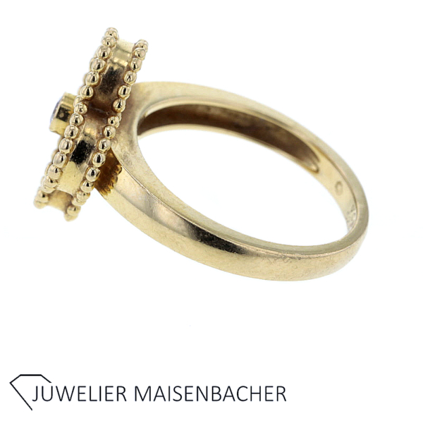 Van Cleefs & Arpels Ring Vintage Alhambra Perlmutt mit Brillant Gold – Bild 4