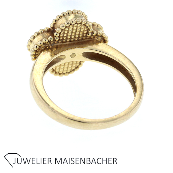 Van Cleefs & Arpels Ring Vintage Alhambra Perlmutt mit Brillant Gold – Bild 5