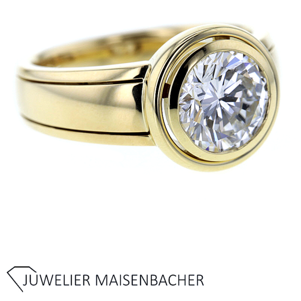 Solitaire-Ring mit Brillant 2,52ct. Gold