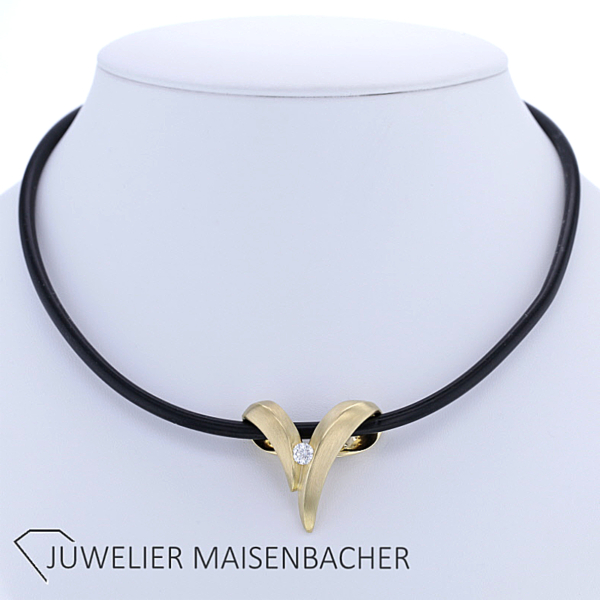 Rüschenbeck Kautschuk Collier mit Brillantanhänger Gold