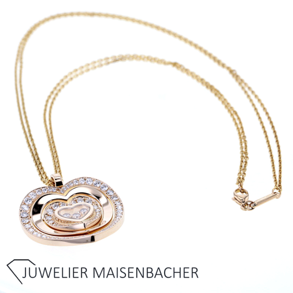 Chopard Collier/Kette mit Herz-Anhänger "Coure" und Brillanten Gold