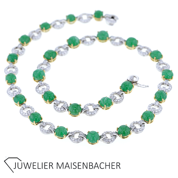 René Kern Traumhaftes Collier mit Smaragd und Diamanten Gold