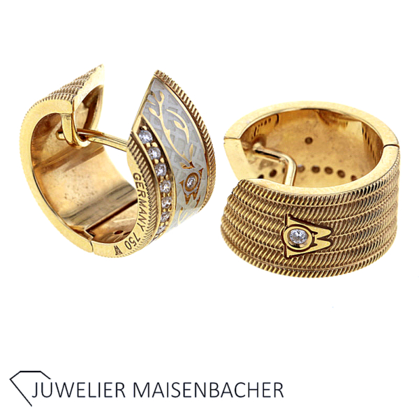 Wellendorff Creolen Seidenglanzkordel mit Brillant Gold