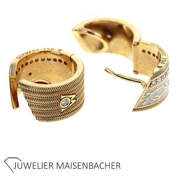 Wellendorff Creolen Seidenglanzkordel mit Brillant Gold – Bild 5