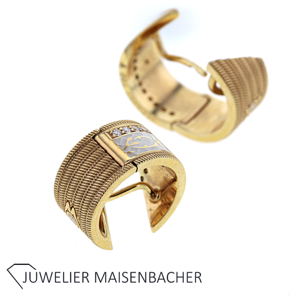 Wellendorff Creolen Seidenglanzkordel mit Brillant Gold – Bild 4