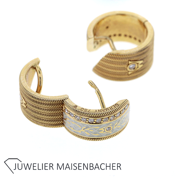 Wellendorff Creolen Seidenglanzkordel mit Brillant Gold – Bild 3