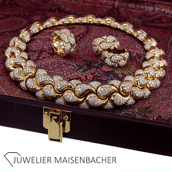 CHOPARD SET "Casmir" Collier-Ring-Creolen mit Brillanten Gold