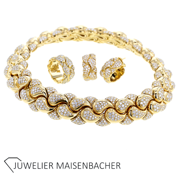 CHOPARD SET "Casmir" Collier-Ring-Creolen mit Brillanten Gold – Bild 2