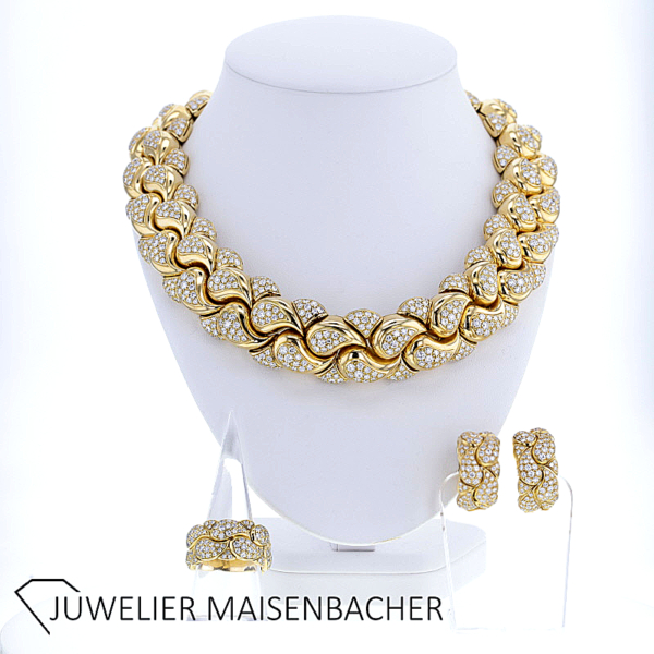 CHOPARD SET "Casmir" Collier-Ring-Creolen mit Brillanten Gold – Bild 3