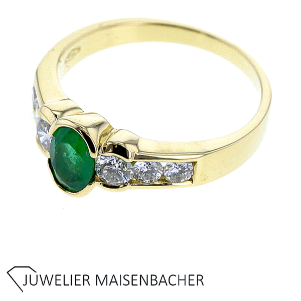 Damenring mit Smaragd und Brillanten Gold – Bild 2