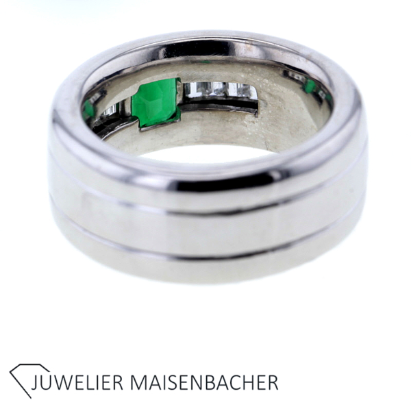 Massiver Band-Ring mit Smaragd und Diamanten Gold – Bild 3