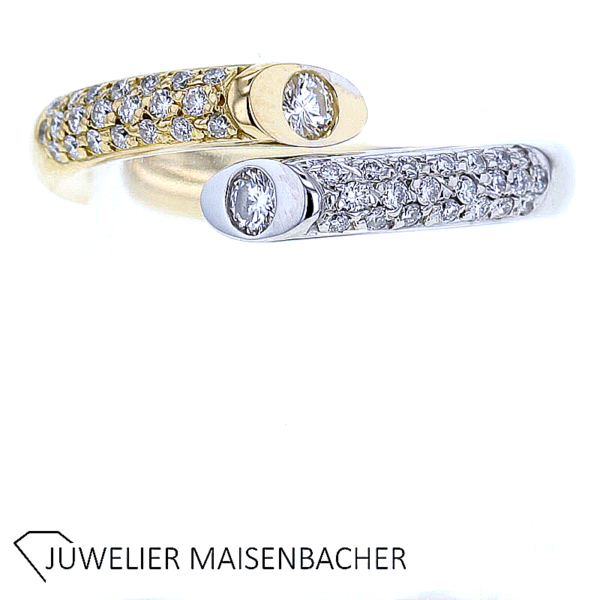 Geschwungener "Twist" Brillantring Pavé gefasst Gold – Bild 4