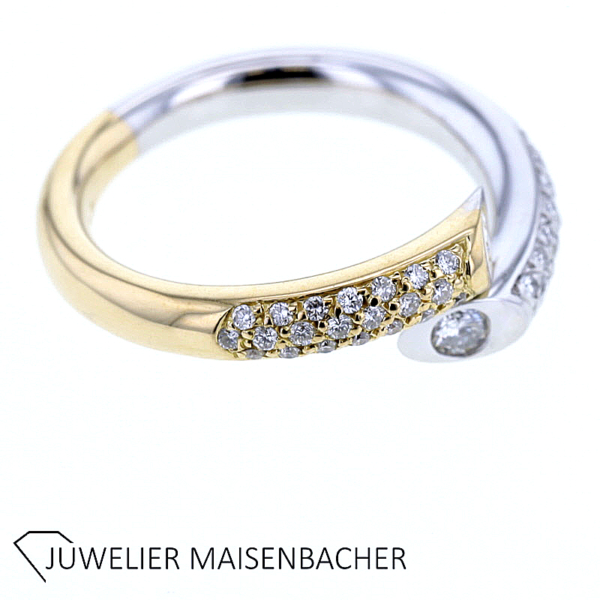 Geschwungener "Twist" Brillantring Pavé gefasst Gold