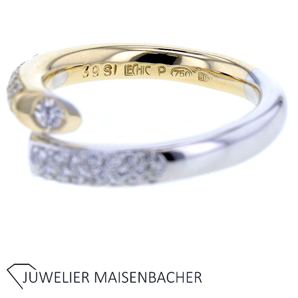 Geschwungener "Twist" Brillantring Pavé gefasst Gold – Bild 3