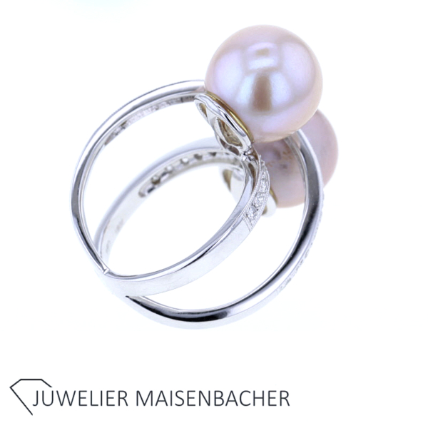 Traumhafter Ring mit rosa Südseeperlen und Brillanten Gold – Bild 4
