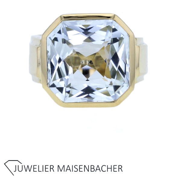 Massiver Ring mit Edelstein Aquamarin Handarbeit – Bild 2