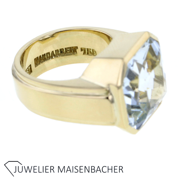 Massiver Ring mit Edelstein Aquamarin Handarbeit – Bild 3