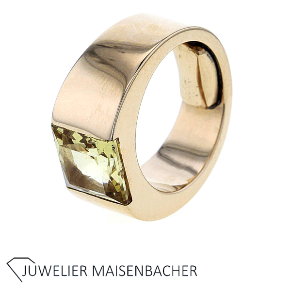 Massiver Ring mit Edelstein Citrin Gold – Bild 3
