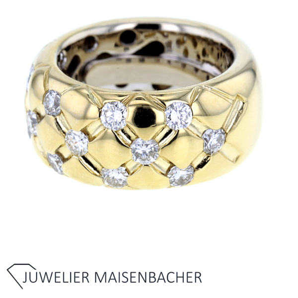 Wunderschöner Breiter Ring mit Brillanten Gold – Bild 4
