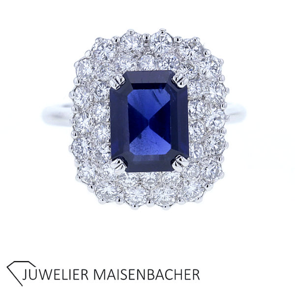 Zeitloser Entourage Ring mit Brillant und Saphir Gold – Bild 2
