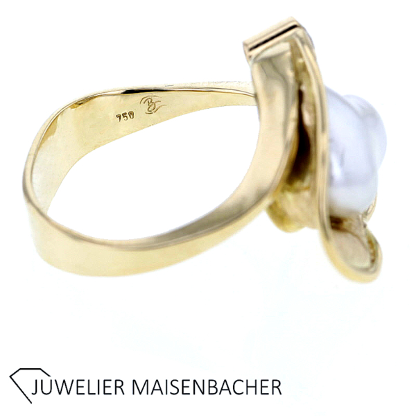 Ring mit wunderschöner Barock-Zuchtperle und Brillant Gold – Bild 5