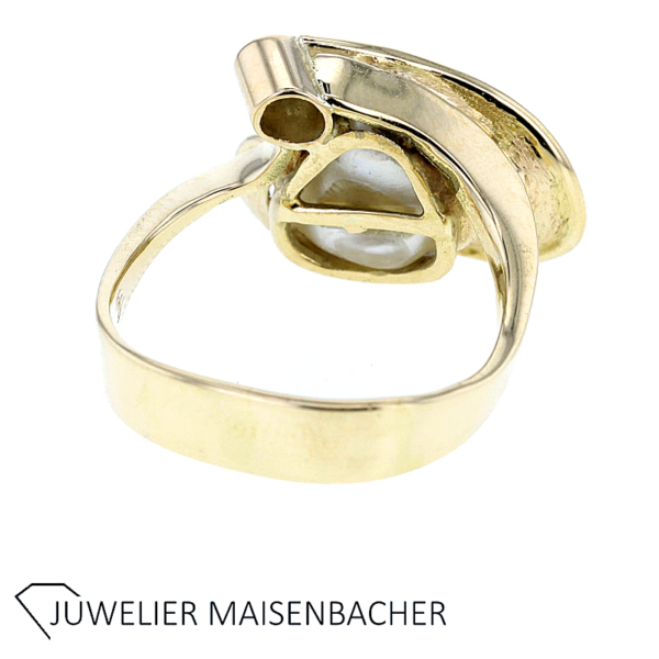 Ring mit wunderschöner Barock-Zuchtperle und Brillant Gold – Bild 3
