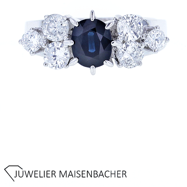 Zeitloser Entourage Ring mit Brillant und Saphir Gold – Bild 2