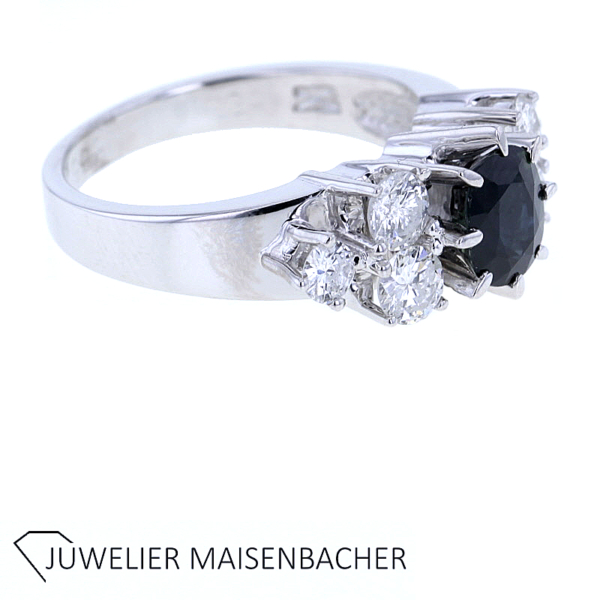 Zeitloser Entourage Ring mit Brillant und Saphir Gold – Bild 3
