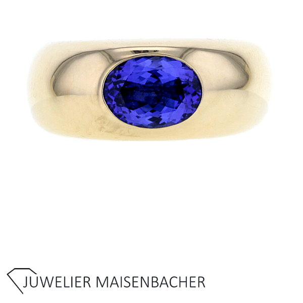 Massiver Ring mit wunderschönem Tansanit Gold