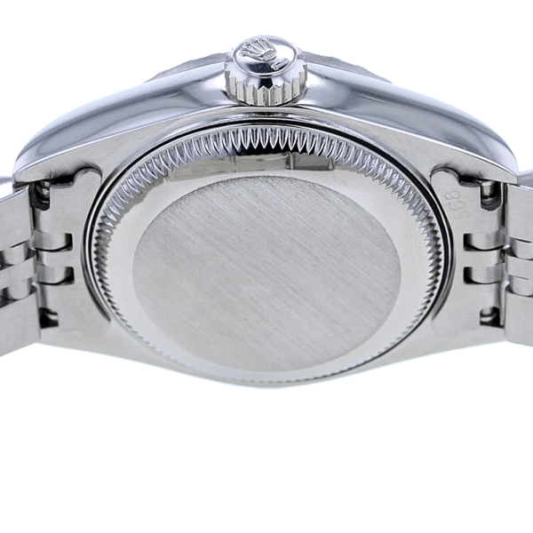 Rolex Date 26 mm Edelstahl, geriffelte Lünette, Jubilee-Armband – Bild 8