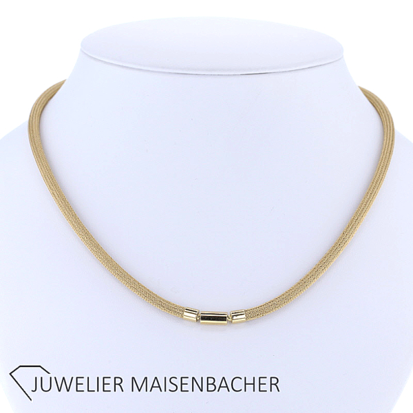 Handgestricktes Collier mit Schließe von Schmuckwerk Gold