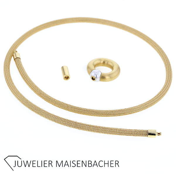 Handgestricktes Collier mit Schließe von Schmuckwerk Gold – Bild 2