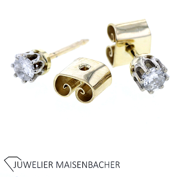 Klassische Brillantohrstecker Solitär Gold – Bild 4