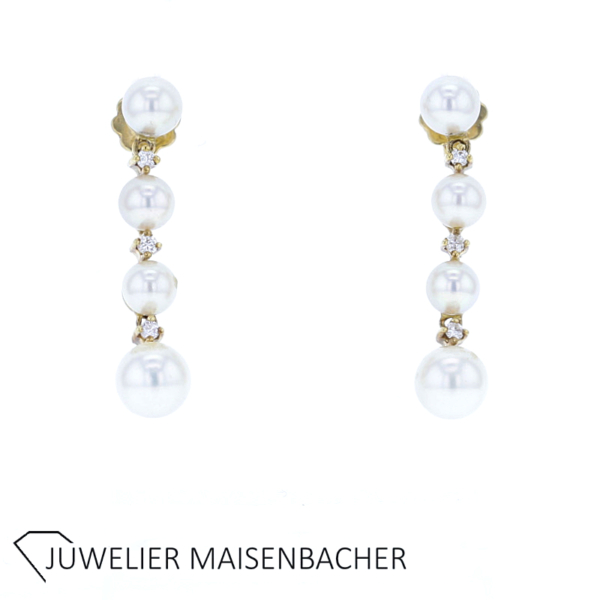 Ohrhänger mit Akoya-Perlen und Brillanten Gold