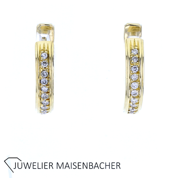 Klassische Creolen mit strahlenden Brillanten Gold – Bild 2