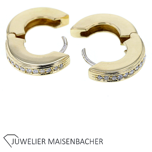 Klassische Creolen mit strahlenden Brillanten Gold – Bild 3