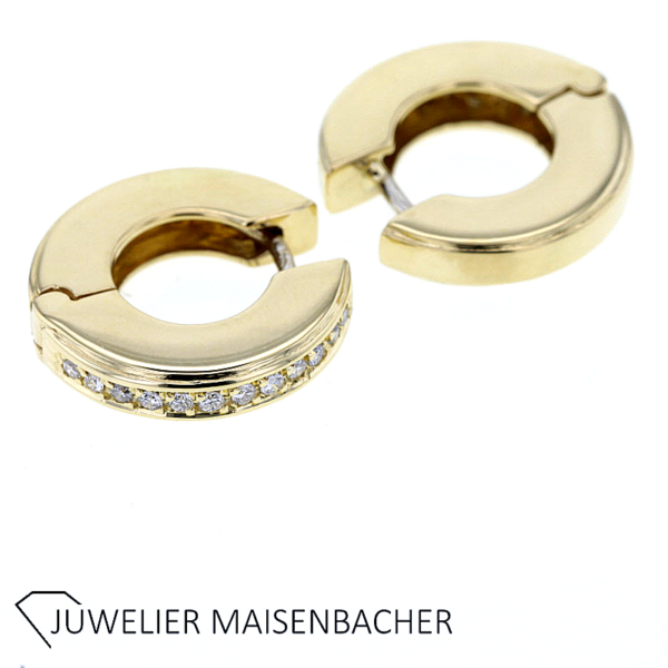 Klassische Creolen mit strahlenden Brillanten Gold – Bild 4