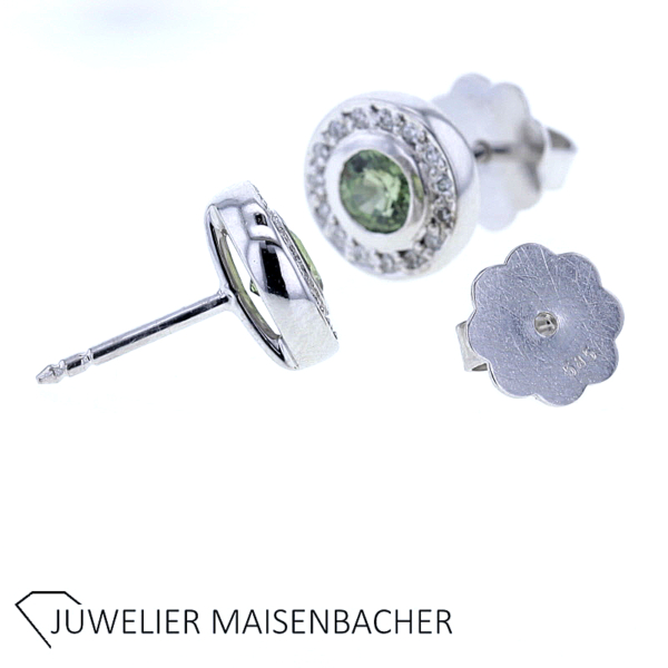 Zeitlose Ohrstecker mit Peridot und Brillanten Gold – Bild 5