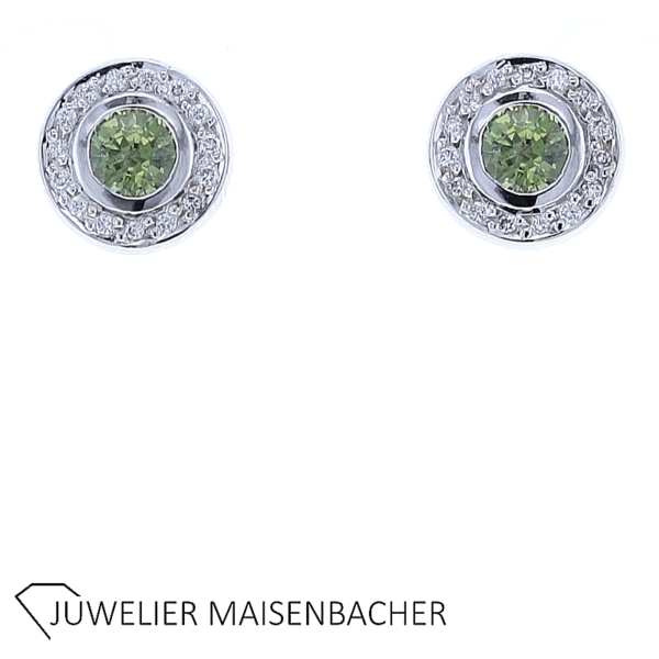 Zeitlose Ohrstecker mit Peridot und Brillanten Gold