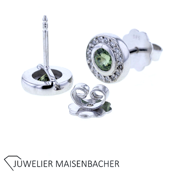 Zeitlose Ohrstecker mit Peridot und Brillanten Gold – Bild 4