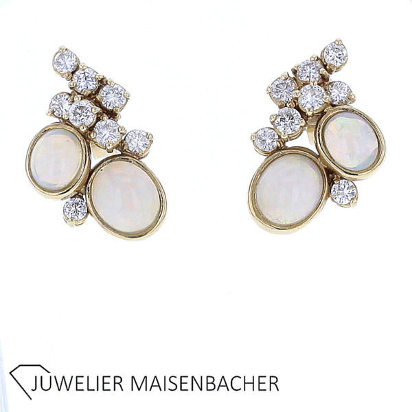 SET Opal und Brillanten Ring + Ohrstecker Gold