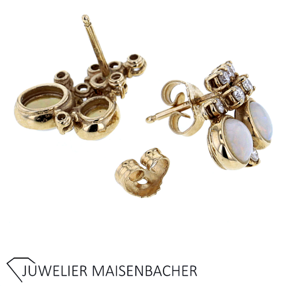 SET Opal und Brillanten Ring + Ohrstecker Gold – Bild 3