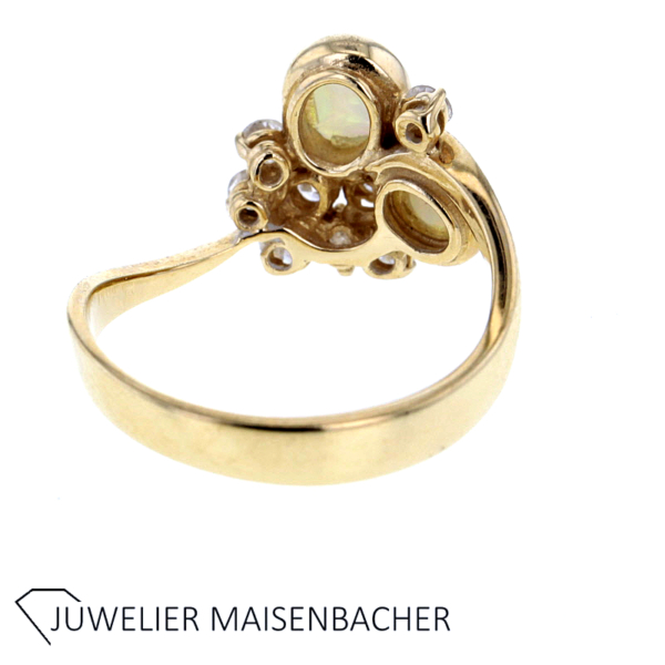 SET Opal und Brillanten Ring + Ohrstecker Gold – Bild 6