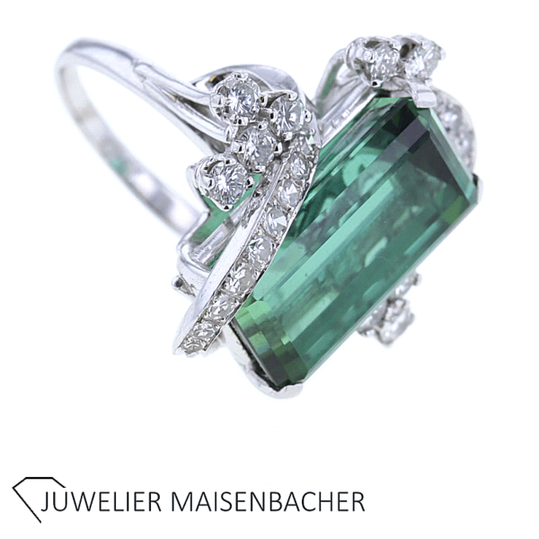Brillant Ring mit großem Edelstein "Turmalin" *UNIKAT* Platin – Bild 8