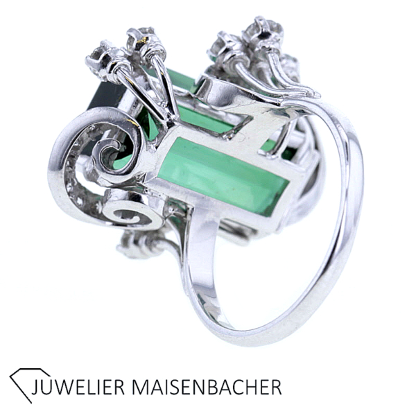 Brillant Ring mit großem Edelstein "Turmalin" *UNIKAT* Platin – Bild 9
